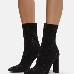 Aldo Black Glitter Heeled Boots